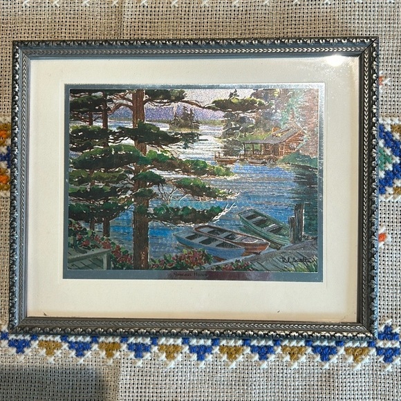 Vintage Phil Austin Framed Etched Foil Summer Haven Print signed. 8x10 - Picture 1 of 7
